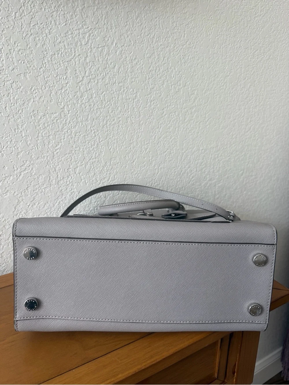 Michael Kors Light Gray Leather Satchel with Silver Hardware